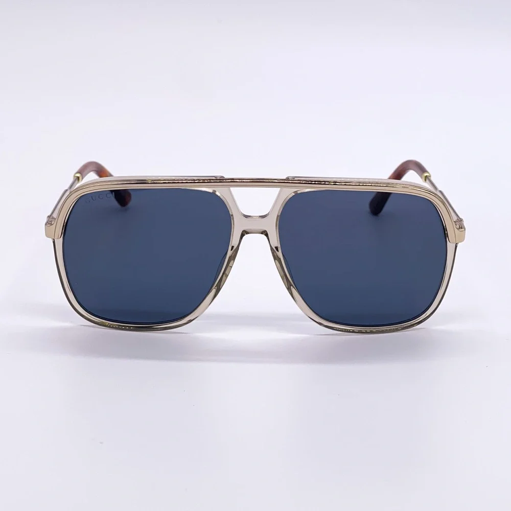 NEW GUCCI GG0200S 004 PILOT UNISEX GOLD BLUE GUCCI SUNGLASSES